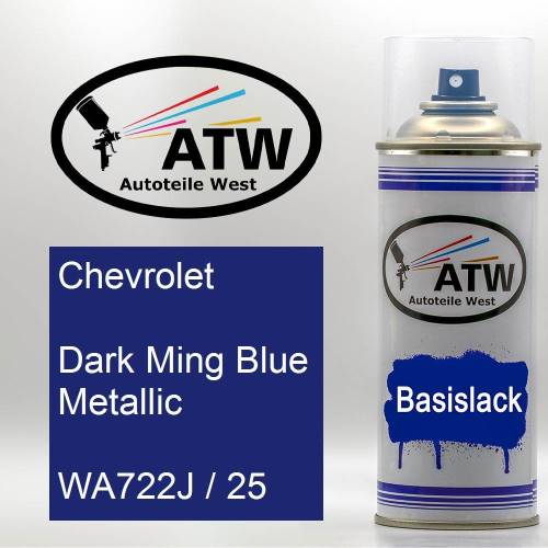 Chevrolet, Dark Ming Blue Metallic, WA722J / 25: 400ml Sprühdose, von ATW Autoteile West.